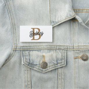 Etiqueta Para Nombres Moderno y elegante nombre de monograma Black Gold 