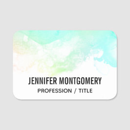 Etiqueta Para Nombres Modernos Abstractos Aguas Verdes y Azules Swirls