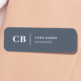 Etiqueta Para Nombres Monograma azul marino moderno Mínimo simple