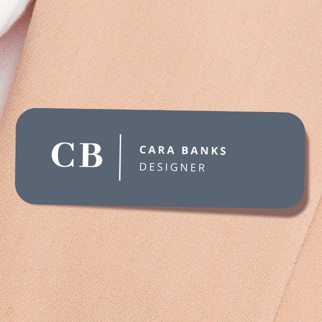 Etiqueta Para Nombres Monograma azul marino moderno Mínimo simple (Subido por el creador)