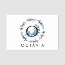 Monograma del Personalizado floral azul - Letra O