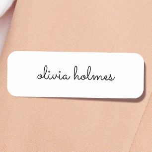 Etiqueta Para Nombres Monograma elegante Guión blanco Minimalista mode