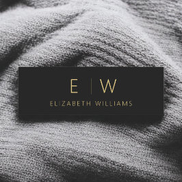 Etiqueta Para Nombres Monograma Minimalista de oro negro clásico