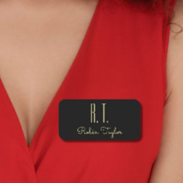 Etiqueta Para Nombres Monograma Oro Negro Elegante Clásico Minimal