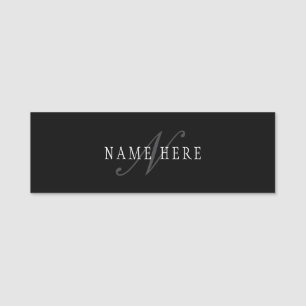 Etiqueta Para Nombres Monograma Personalizable elegante   Blanco gris ne