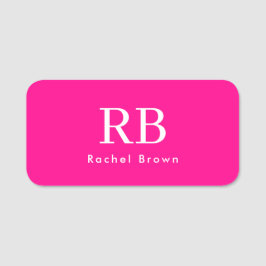 Etiqueta Para Nombres Monograma Rosa Caliente Elegante Feminino Minimali