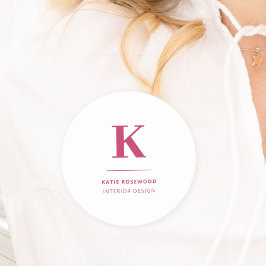 Etiqueta Para Nombres Monograma tipográfico moderno mínimo de color rosa