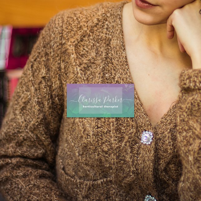 Etiqueta Para Nombres Monstruo Tropical Exótico Deja Ombre Verde Púrpura (Subido por el creador)