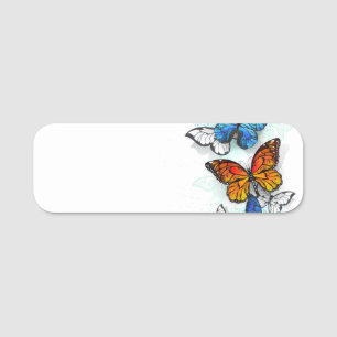 Etiqueta Para Nombres Morfo y monarca de las mariposas voladoras