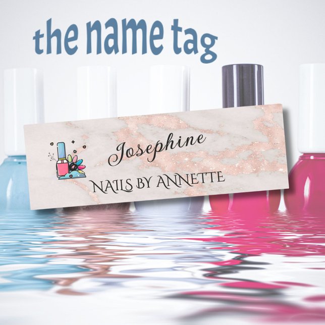 Etiqueta Para Nombres Nail Salon Manicurist Rose Gold Name Tag (Subido por el creador)