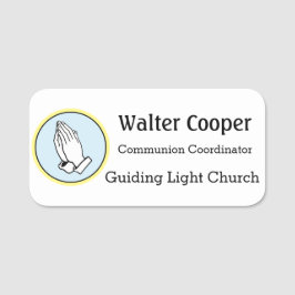 Etiqueta Para Nombres Name Tag Praying Hands or Your Logo Usher Greeter