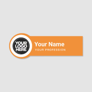 Etiqueta Para Nombres Naranja de logotipos redondos de clavija de emplea