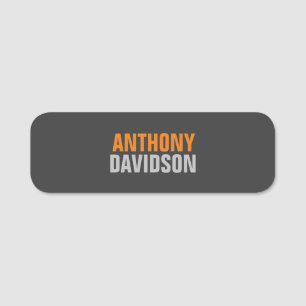 Etiqueta Para Nombres Naranja Gris Gris Alterno Alternativo Texto negrit