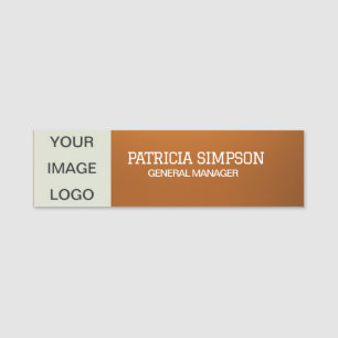 Etiqueta Para Nombres Naranja metálico pulido: imagen, logotipo, nombre,