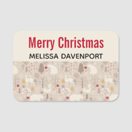 Etiqueta Para Nombres Navidades de patrones nórdicos de animales de la T