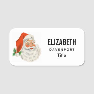 Etiqueta Para Nombres Navidades del Retro Vintage Jolly Santa Claus