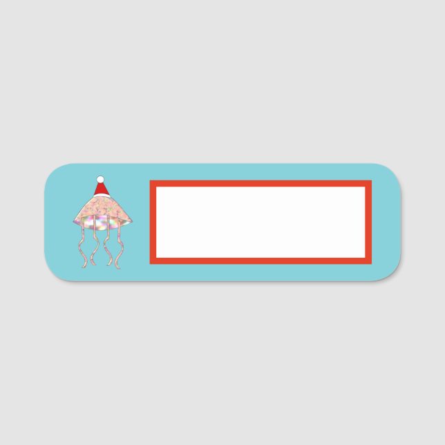 Etiqueta Para Nombres Navidades Fiesta Jellyfish (Anverso)