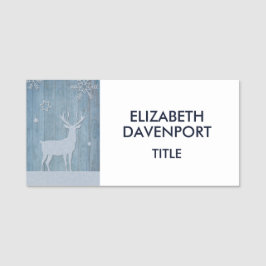 Etiqueta Para Nombres Navidades Rústicos De Los Renos De Madera Azul