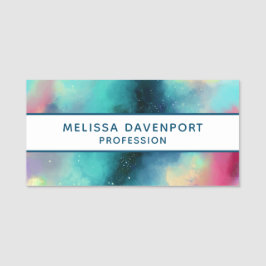 Etiqueta Para Nombres Nebulosa color verde y rojo moderno