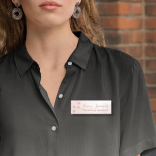 Etiqueta Para Nombres Negocio Veterinario de Pata con Brillo de Oro Rosa