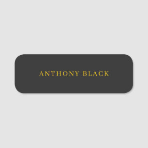 Etiqueta Para Nombres Negro y Dorado Minimalista Plano Elegante Nombre P