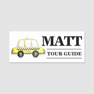 Etiqueta Para Nombres New York City Checkered Yellow Taxi Cab NYC