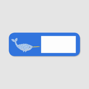 Etiqueta Para Nombres Niño Azul lindo Narwhal
