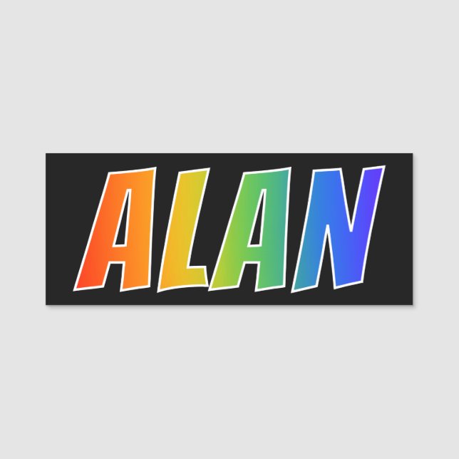 Etiqueta Para Nombres Nombre "ALAN": Colorante del arco iris de la (Anverso)