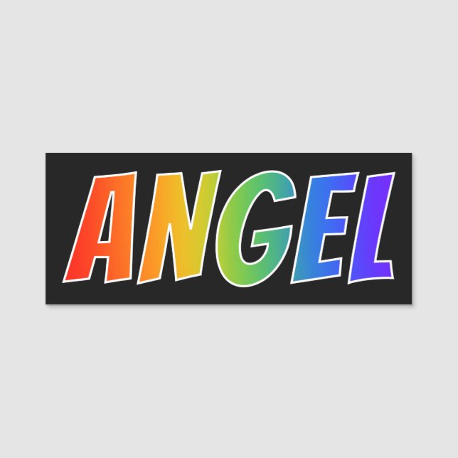 Etiqueta Para Nombres Nombre "ÁNGEL": Colorante del arco iris de la (Anverso)