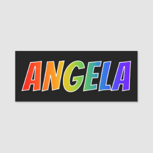 Etiqueta Para Nombres Nombre "ANGELA": Colorante del arco iris de la