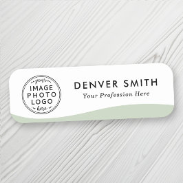 Etiqueta Para Nombres Nombre del logotipo luz de la ola verde blanco mod