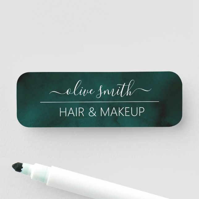 Etiqueta Para Nombres Nombre del monograma de la acuarela de esmeralda (In situ)