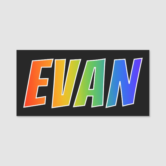 Etiqueta Para Nombres Nombre "EVAN": Colorante del arco iris de la (Anverso)