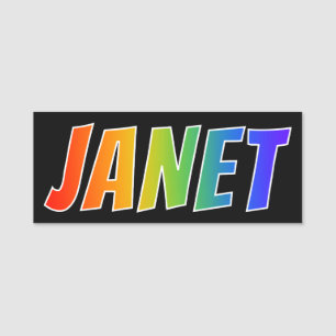 Etiqueta Para Nombres Nombre "JANET": Colorante del arco iris de la