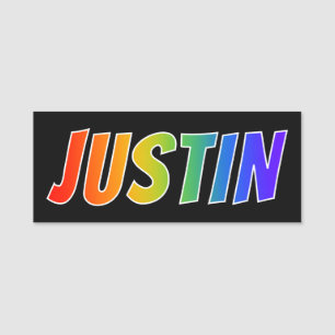 Etiqueta Para Nombres Nombre "JUSTIN": Colorante del arco iris de la