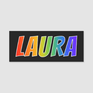 Etiqueta Para Nombres Nombre "LAURA": Colorante del arco iris de la