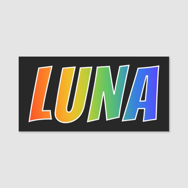 Etiqueta Para Nombres Nombre "LUNA": Colorante del arco iris de la (Anverso)