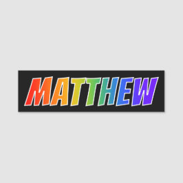 Etiqueta Para Nombres Nombre "MATTHEW": Colores de arcoiris divertidos