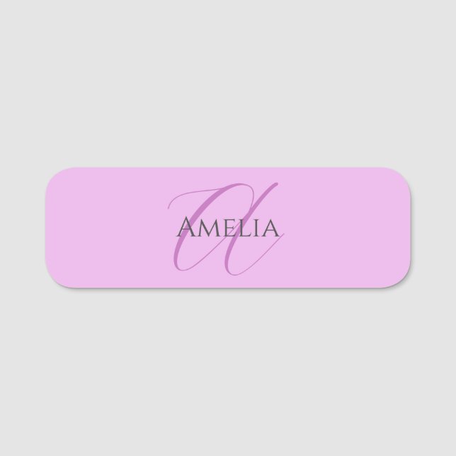 Etiqueta Para Nombres Nombre Monograma Letra inicial Orquídea & Lilac (Anverso)
