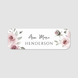 Etiqueta Para Nombres Nombre personalizado Rosa de floral rosa