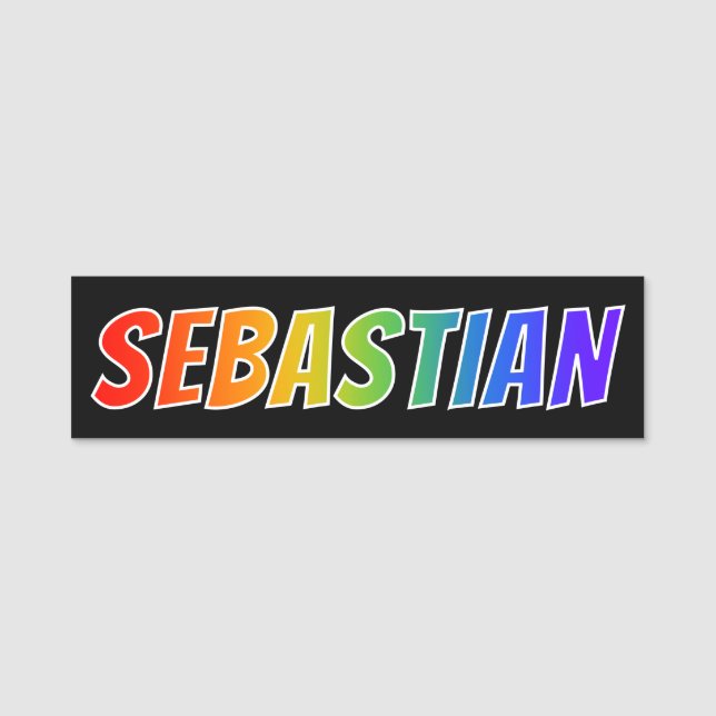 Etiqueta Para Nombres Nombre "SEBASTIAN": Colorante del arco iris de la (Anverso)