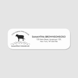 Etiqueta Para Nombres Ornate Cow Silhouette | Country Farm Brand Design
