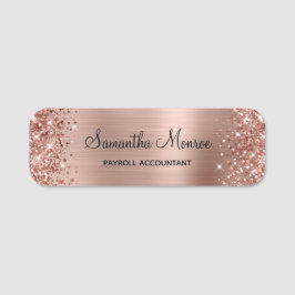 Etiqueta Para Nombres Oro Rosa Brillante con Holografía