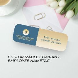 Etiqueta Para Nombres Oro y azul, Personalizado Personalizado Empresa Ma