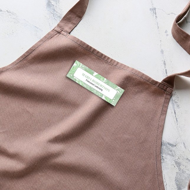 Etiqueta Para Nombres Palabra de título de trabajo de empleado (Tropical palm leaves business name tag. )