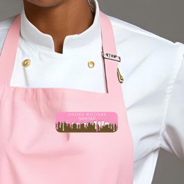 Etiqueta Para Nombres Pastelería con goteo de glaseado rosa marrón