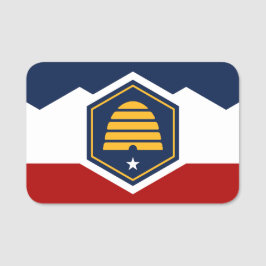Etiqueta Para Nombres Patriotic name tag with flag of Utah, USA