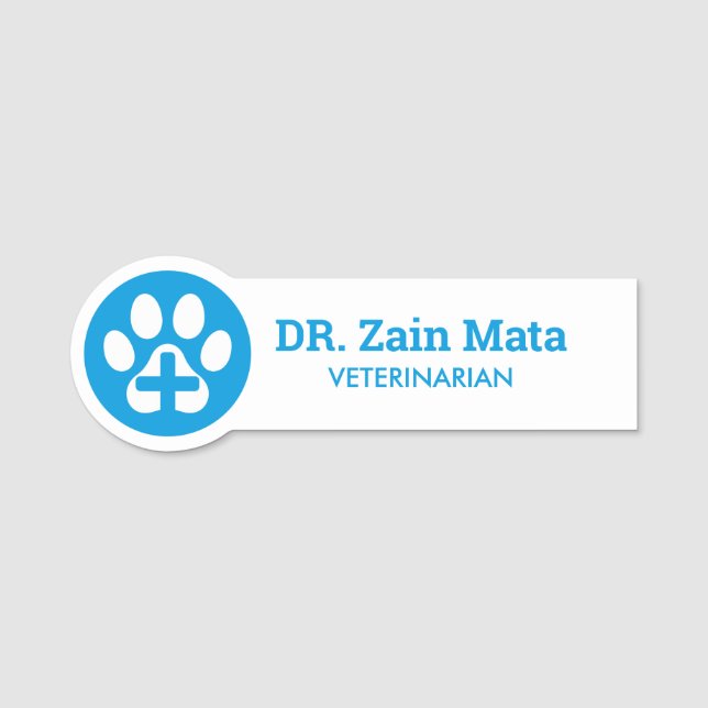 Etiqueta Para Nombres Paw Print Veterinaria (Anverso)