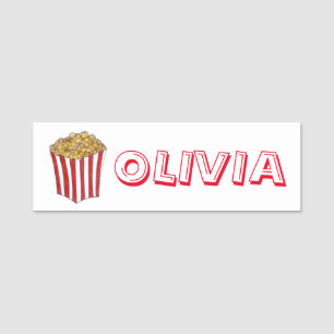 Etiqueta Para Nombres Película Noche Sleepover Popcorn Cumpleaños Party
