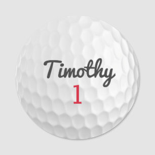Etiqueta Para Nombres Pelota de golf con número rojo de nombre negro